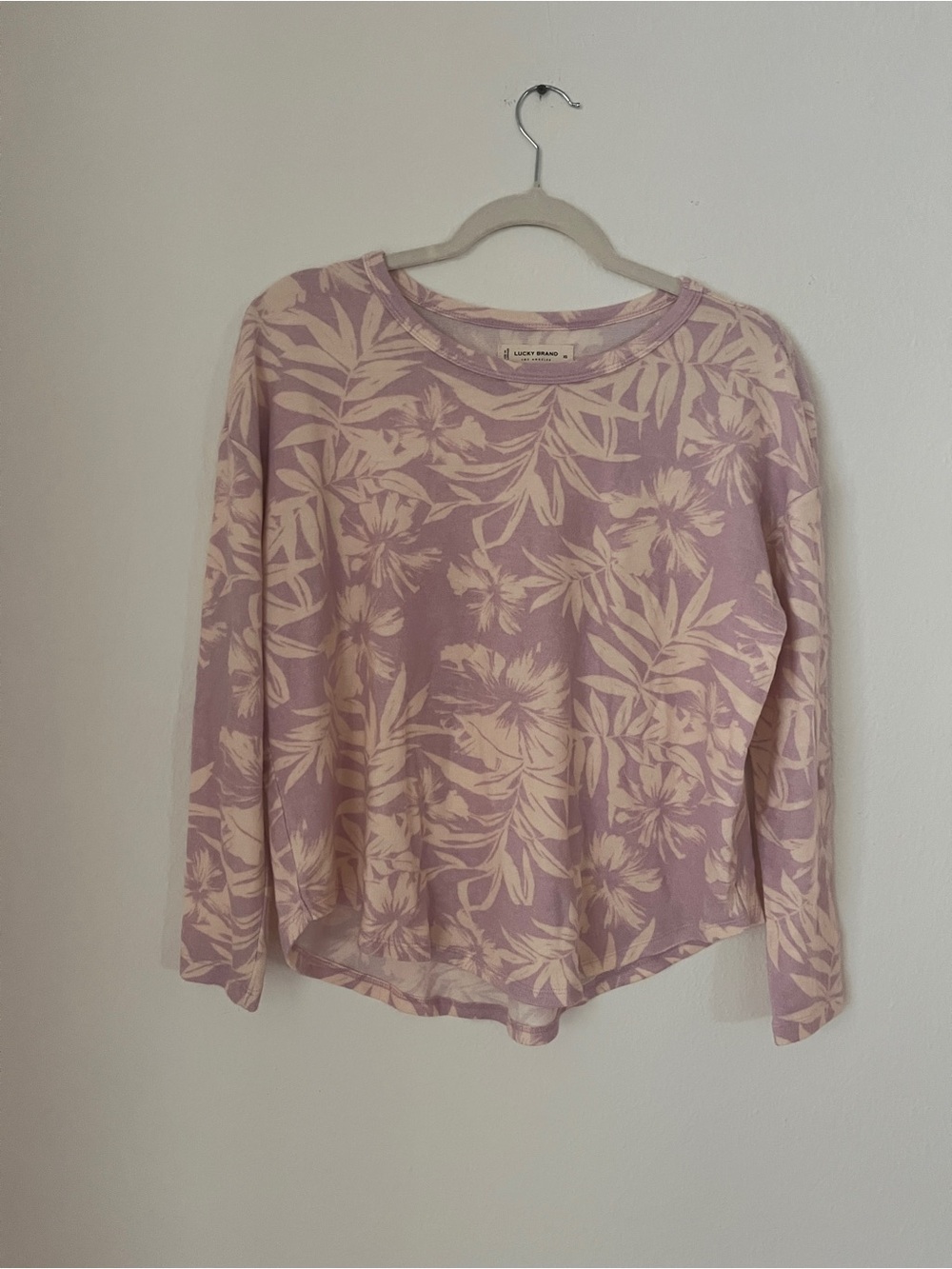Lucky Brand Lavender and Cream Floral Pullover